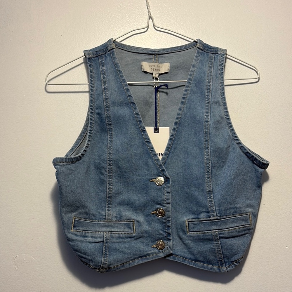 Love Tree Blue Denim Vest Top